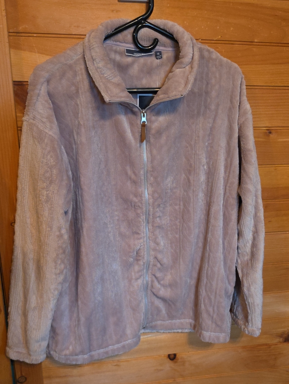 jason maxwell Plush Zip-Front Jacket - Taupe